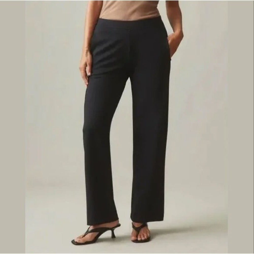 American Giant Black Ponte Pant Straight Leg Trousers Made in USA Size 12